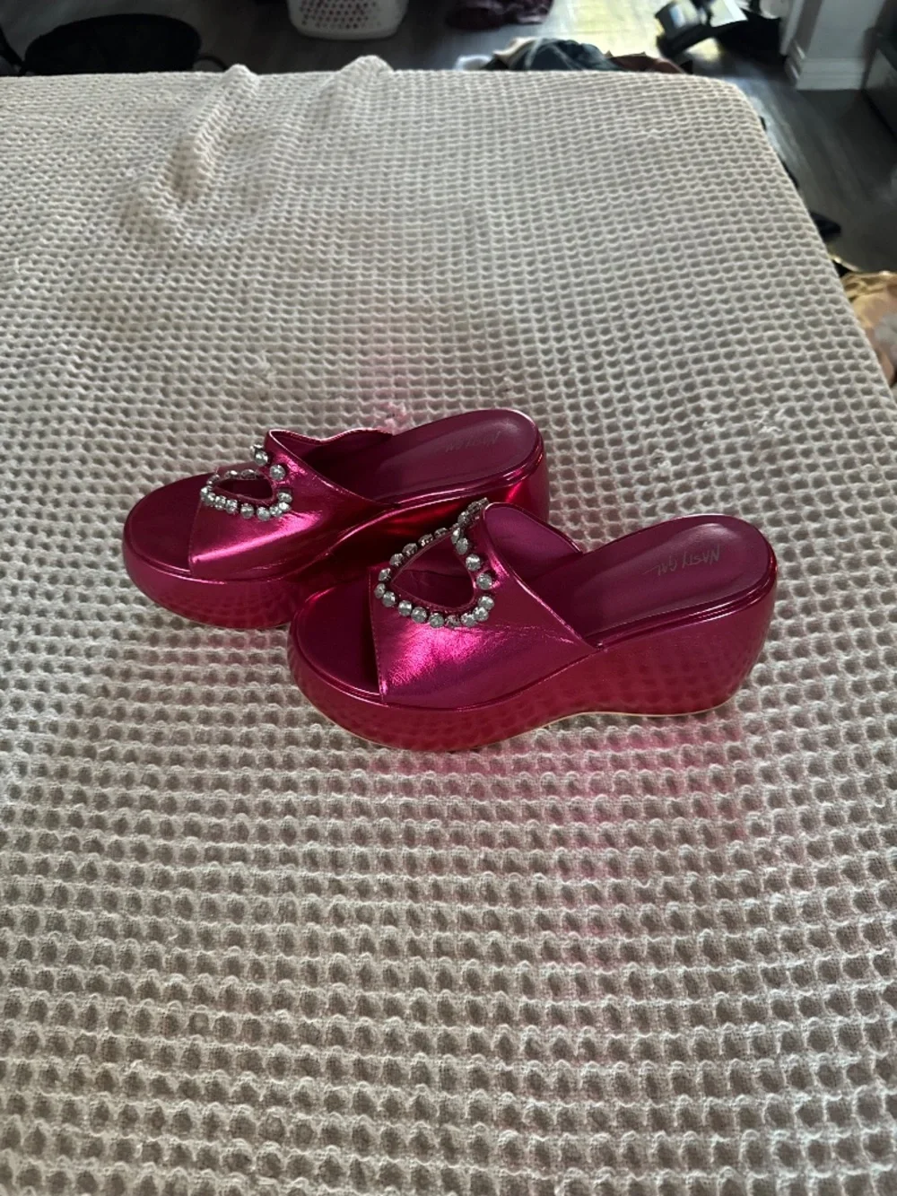 Nasty Gal Pink Heart Platforms
